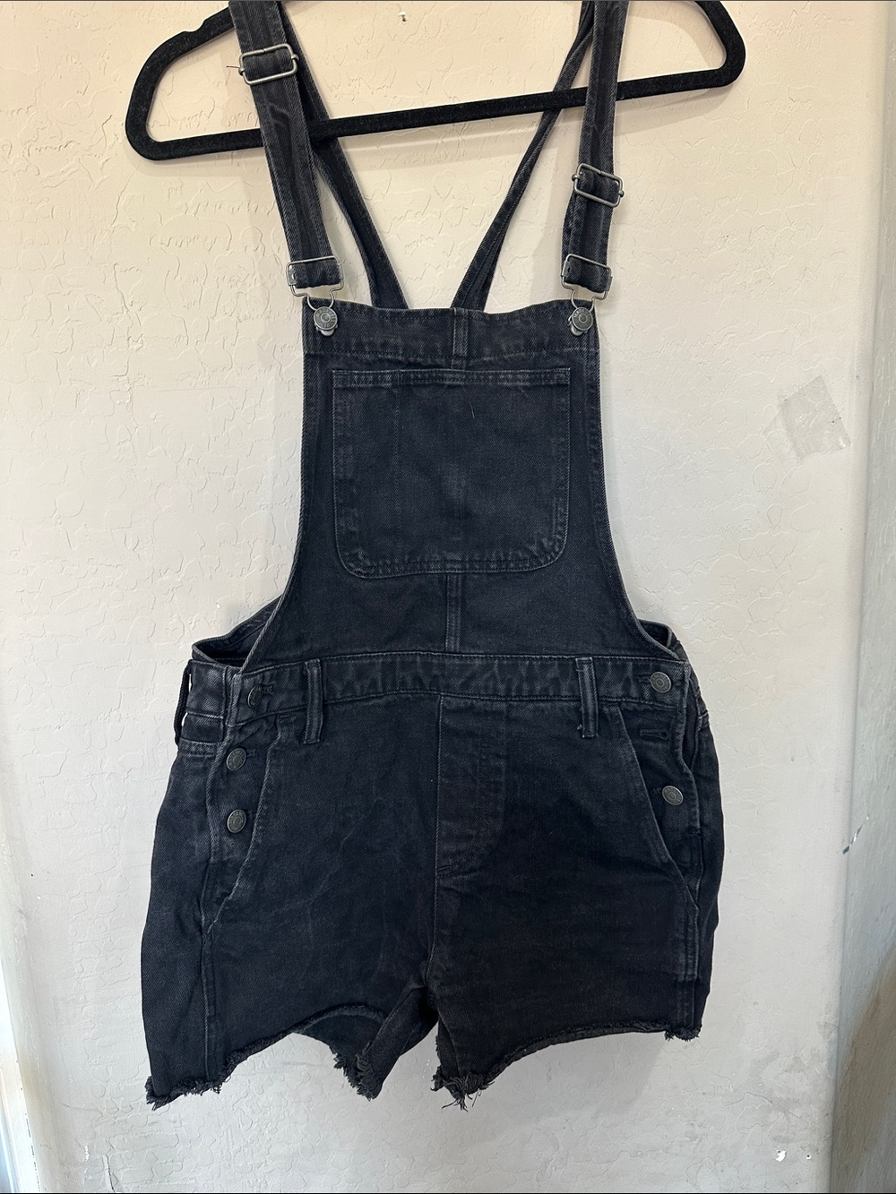 Madewell Black Denim Short Overalls